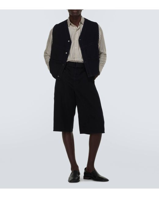 Lemaire Black Twisted Denim Bermuda Shorts for men