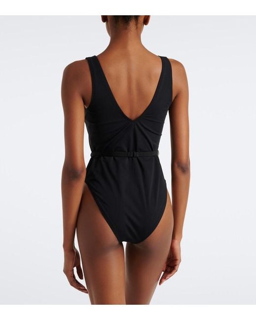 Tory Burch Black Double T Belted Swimsuit