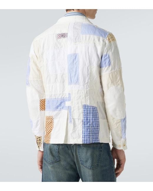 Junya Watanabe White Patchwork Cotton And Linen-Blend Blazer for men
