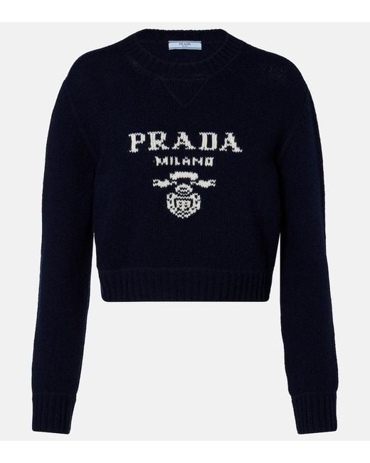 Prada Blue Wool And Cashmere Sweater