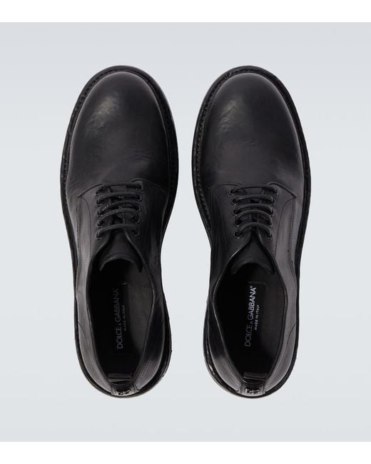 Dolce & Gabbana Black Leather Derby Shoes for men