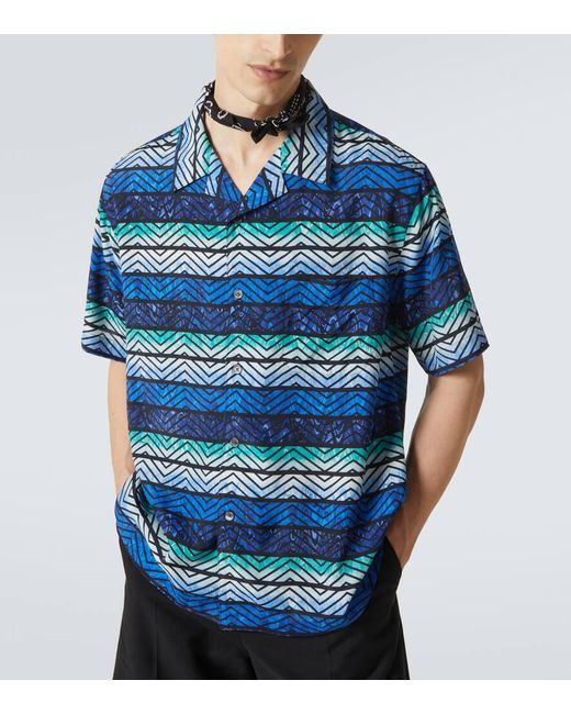 Missoni Blue Zigzag Bowling Shirt for men