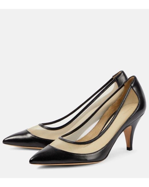 Khaite Brown River Leather And Mesh Pumps