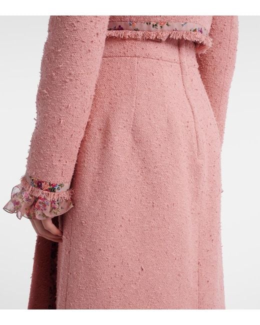 Dolce & Gabbana Pink Cotton-Blend Tweed Midi Skirt