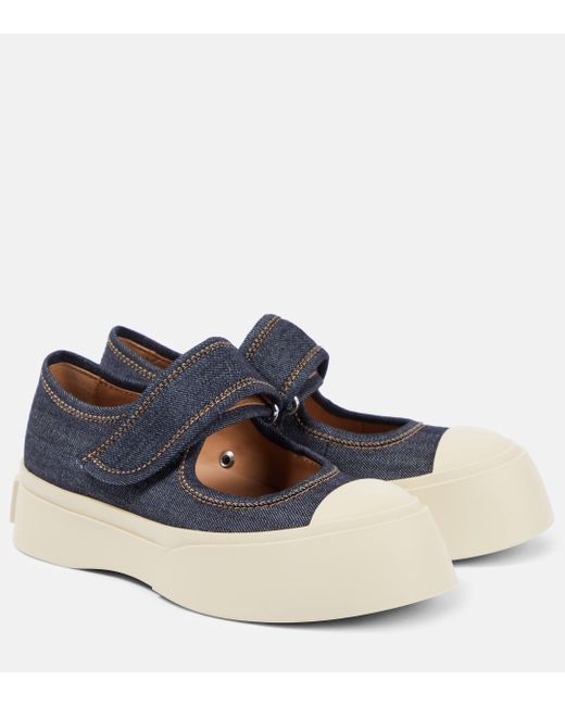 Marni Blue Denim Mary Jane Flats