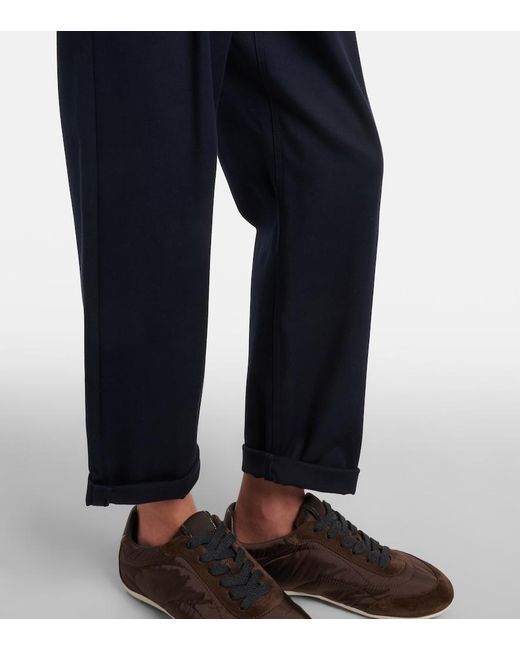 Brunello Cucinelli Blue Monili Cotton-Blend Straight Pants