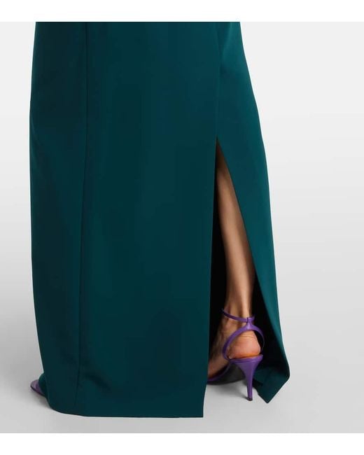 Carolina Herrera Green Off-Shoulder-Robe Aus Crepe