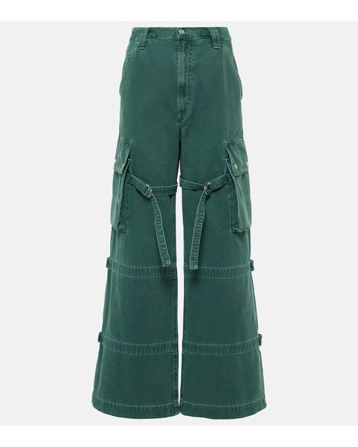 Agolde Green Vivian Strap Mid-rise Wide-leg Jeans