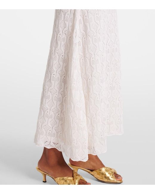Bottega Veneta White Fish Lace Cotton And Silk Maxi Dress