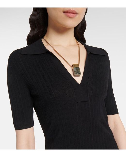 Joseph Black Ribbed-Knit Polo Shirt