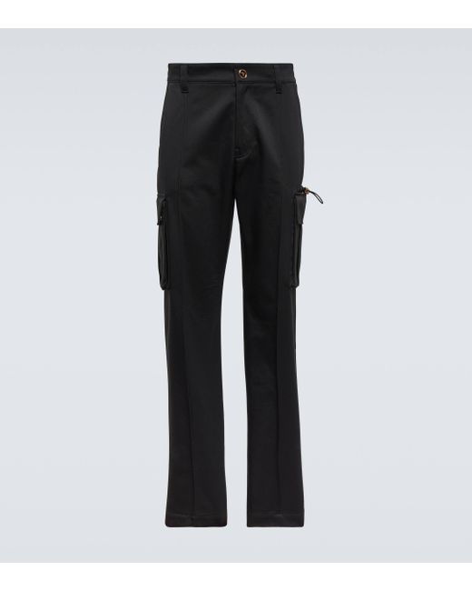 Versace Black Cotton Gabardine Cargo Pants for men