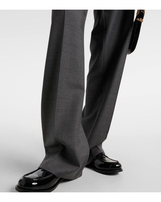 Pantalon a taille basse en laine Miu Miu en coloris Gray