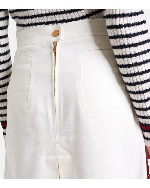 Max Mara White Renoir Pleated Cotton Midi Skirt