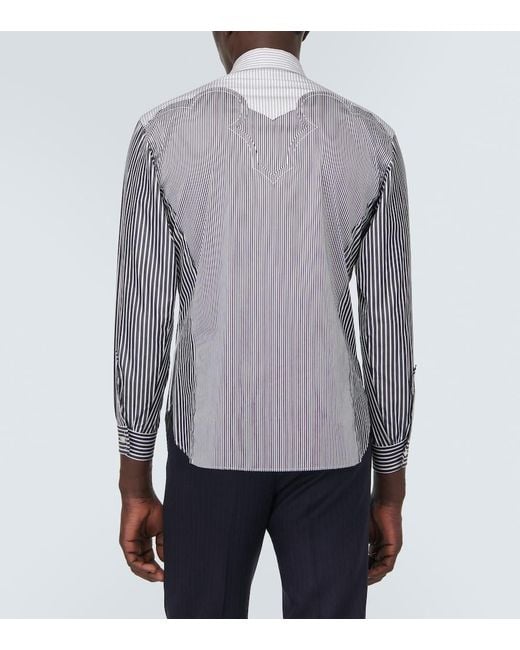 Maison Margiela Gray Striped Cotton-Blend Shirt for men