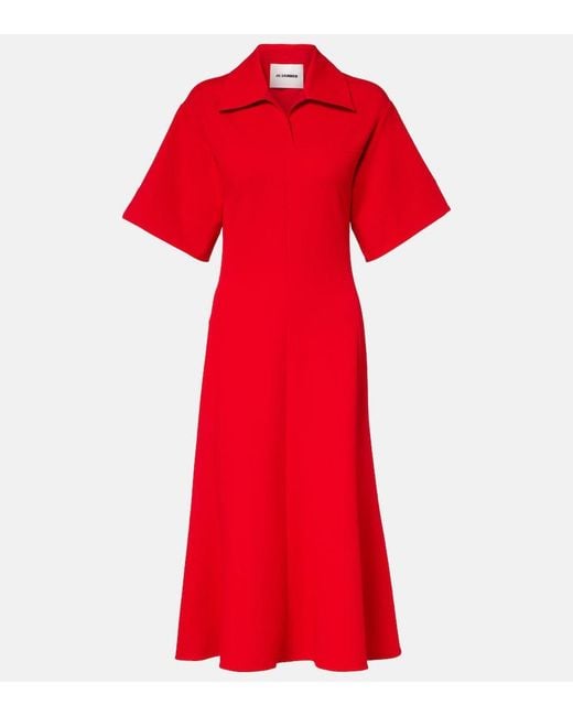 Jil Sander Red Midi Dress