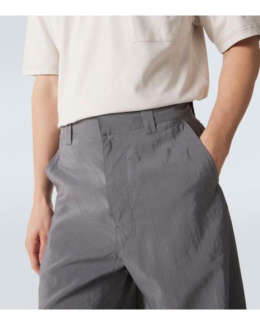 Lemaire Gray Silk-Blend Barrel-Leg Pants for men