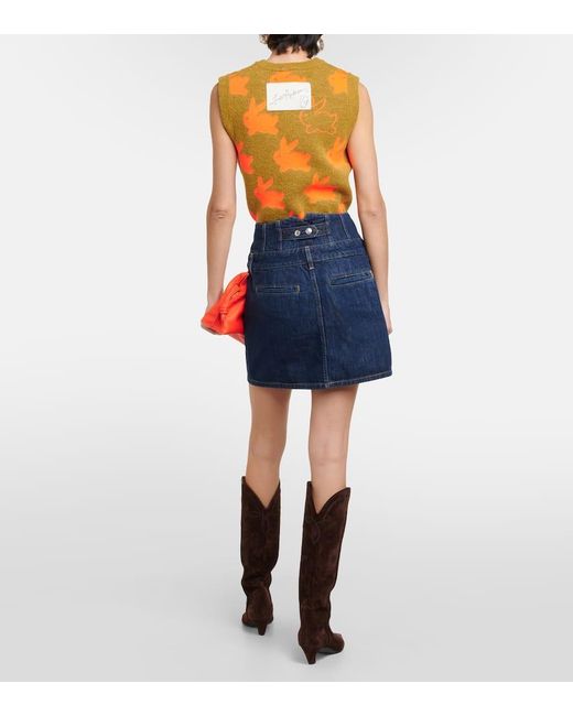 Re/done Blue High-Rise-Jeansrock Corset