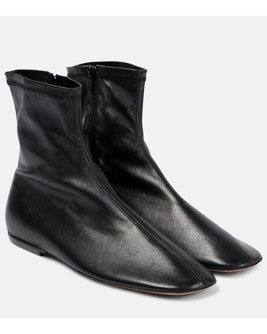 Dries Van Noten Black Glove Leather Ankle Boots