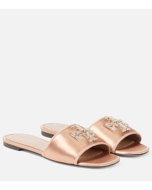 Tory Burch Natural Verzierte Pantoletten Eleanor Aus Satin