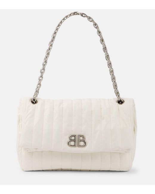 Balenciaga White Monaco Medium Leather Shoulder Bag
