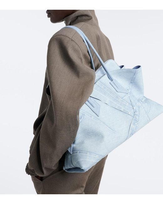 The Attico Blue La Passeggiata Medium Denim Tote Bag