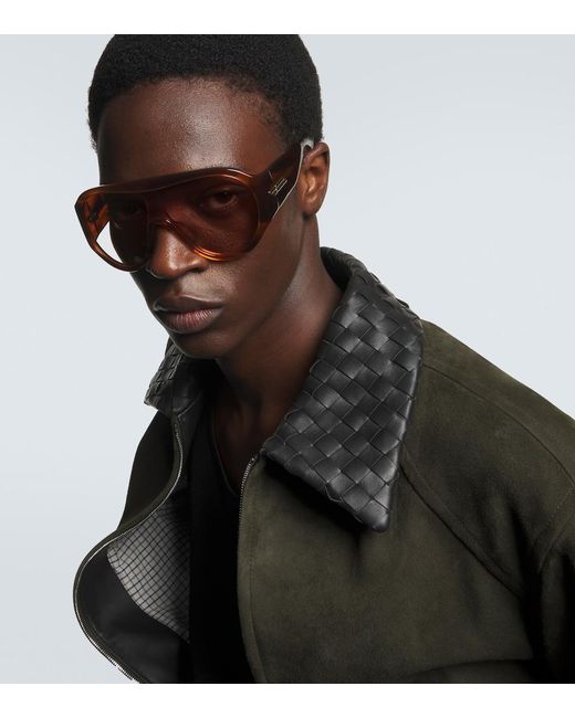 Bottega Veneta Brown Shield Sunglasses for men