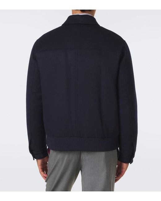 Kiton Blue Wool Bomber Jacket for men