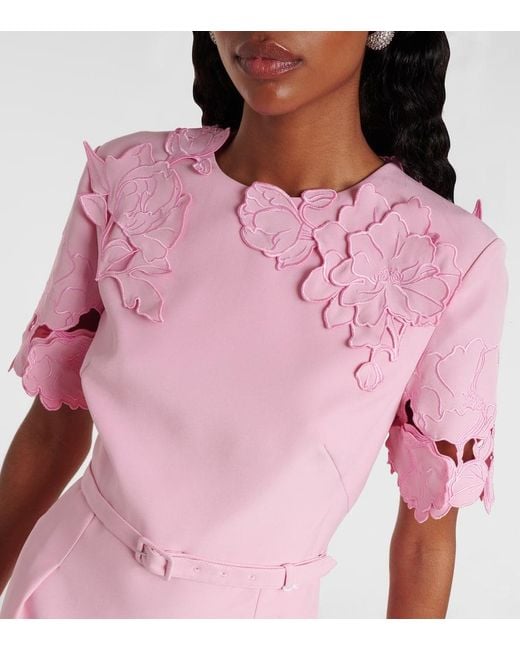 LEO LIN Pink Aurelie Floral-Applique Minidress
