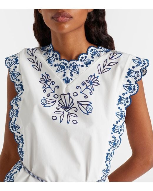 ALÉMAIS Blue Leela Embroidered Cotton Minidress