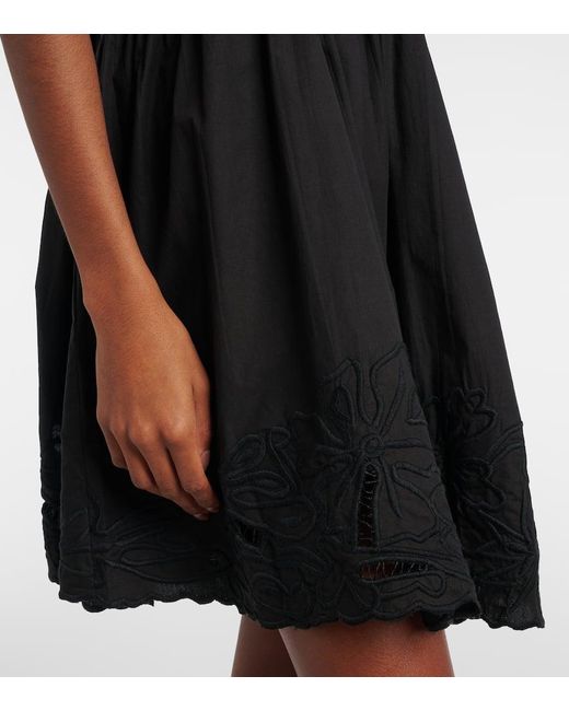 Juliet Dunn Black Embroidered Cotton Poplin Minidress