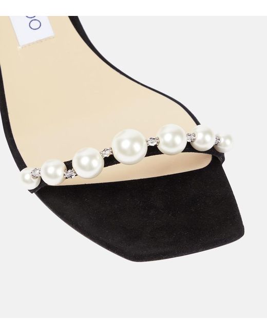 Jimmy Choo Black Amara 45 Embellished Suede Sandals