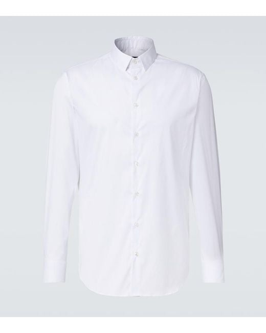 Giorgio Armani White Cotton-Blend Poplin Shirt for men