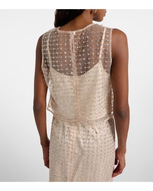 Staud Natural Seraphina Sequined Tulle Top