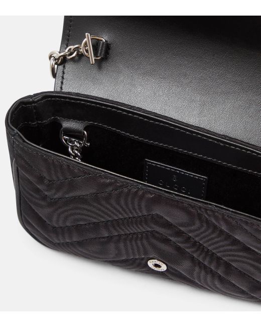Gucci Black GG Marmont Mini Moire Belt Bag