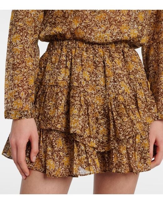 Isabel Marant Brown Jocadia Floral Tiered Cotton Voile Shorts