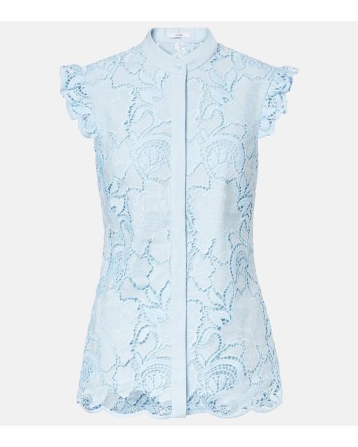 Erdem Blue Laser-Cut Top