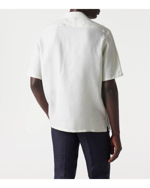 Camicia bowling in lino di Zegna in White da Uomo