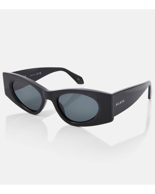 Alaïa Blue Logo Oval Sunglasses