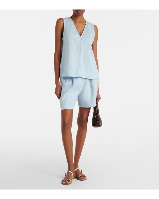 Asceno Blue Manta Linen Top
