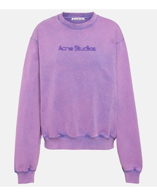 Acne Purple Logo Cotton Jersey Sweatshirt