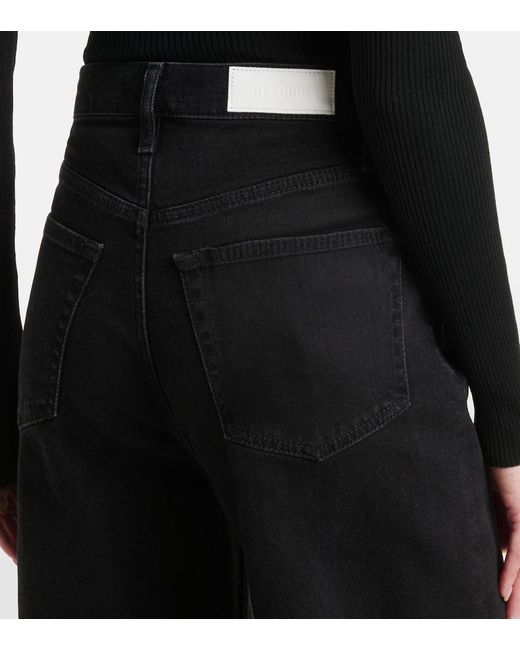 Jeans A Gamba Larga E Vita Alta di Re/done in Black
