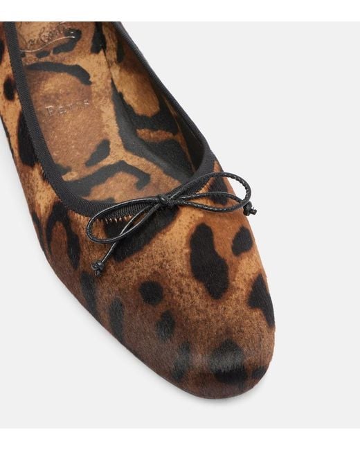 Christian Louboutin Brown Leopard-Print Calf Hair Ballet Flats