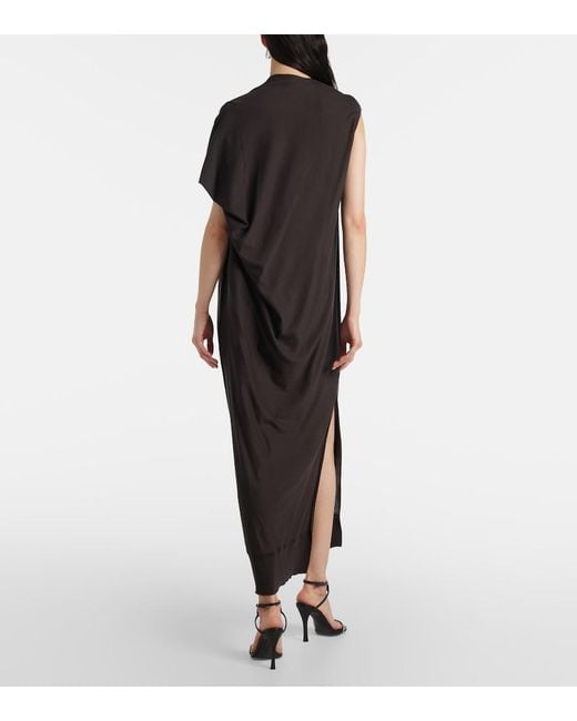 Stella McCartney Gray Draped Wool Maxi Dress