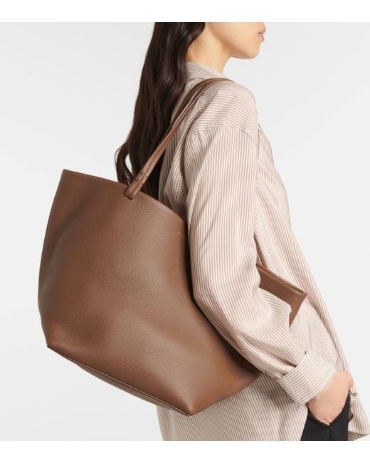 The Row Brown Park Medium Leather Tote Bag