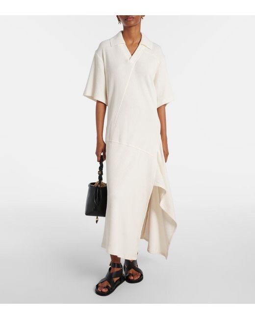 Plan C White Cotton Midi Dress