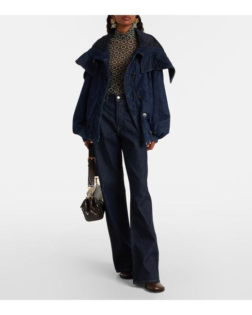 Dries Van Noten Blue High-Rise Wide-Leg Jeans