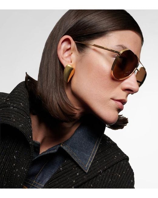 Bottega Veneta Brown Light Ribbon Aviator Sunglasses