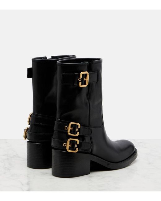 Chloé Black Dakota Leather Biker Boots