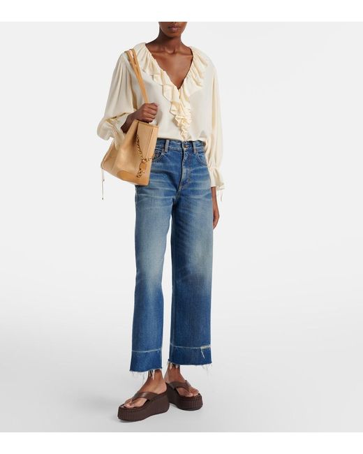 Chloé Brown Nama Leather Platform Thong Sandals