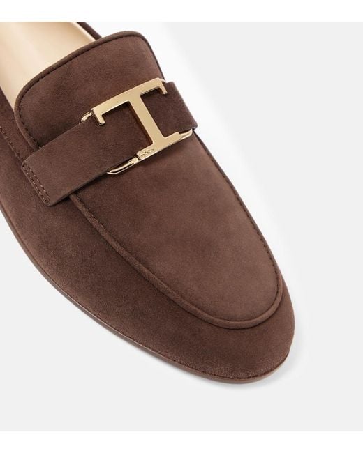 Tod's Brown T Timeless Suede Loafers
